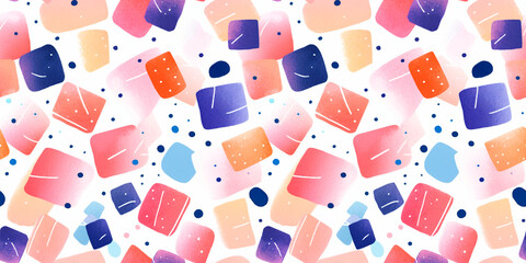 Watercolor abstract shape seamless pattern. Minimalist Japanese style art background. Simple texture for wallpaper or package design