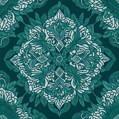 Green embroidery with water color, Ai generated 