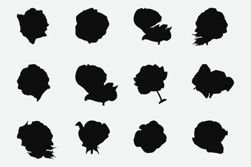 Rose silhouettes vector art, Icons, black color isolated on white background. Logo, wallpaper.