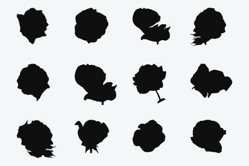 Rose silhouettes vector art, Icons, black color isolated on white background. Logo, wallpaper.