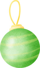 Christmas green ball watercolor illustration
