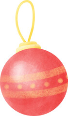 Christmas red ball watercolor illustration