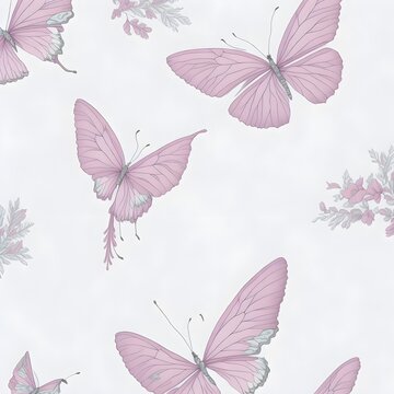 pattern with butterflies, wallpaper, fabric, AI generated 