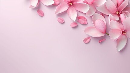 Fototapeta na wymiar pink flowers on a pink background with a place for text. generative ai