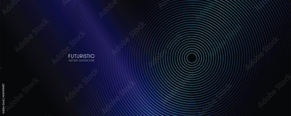 Poster glowing multicolor abstract geometric curves on blue gradient background. modern banner template des