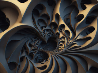 A mesmerizing, dynamic pattern of abstract shapes, rendered in 3D and fractal complexity.