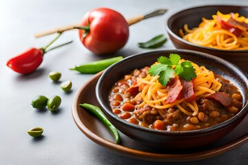 Close up view of baked beans with ground beef.