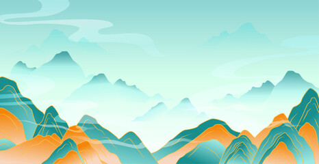 Vector colorful mountains landscape background