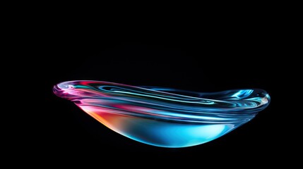  a colorful glass bowl on a black background with a black background.  generative ai