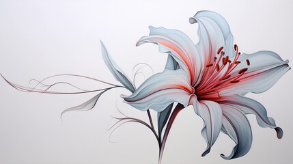  a painting of a flower with red and white petals on a white background.  generative ai