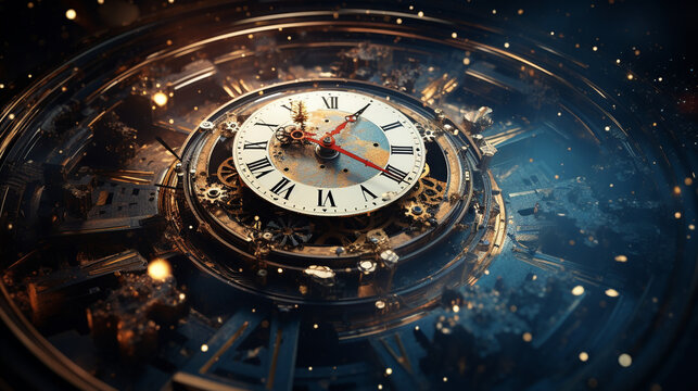 space and time clock destroying galaxy, generative ai