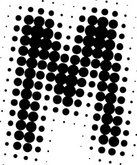 Letter M uppercase halftone effect display font.