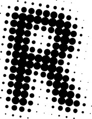 Letter R uppercase halftone effect display font.