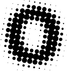 Letter lowercase o halftone effect display font.