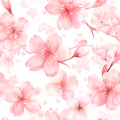 Sakura cherry blossom, Seamless watercolor floral patterns. Japanese abstract style. Use for wallpapers, backgrounds, packaging design, or web design