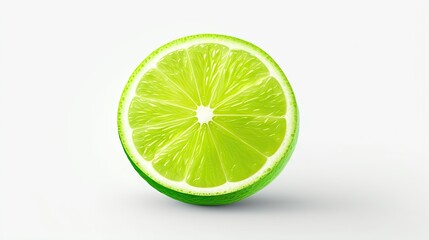  a slice of lime sitting on top of a white table.  generative ai