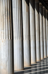Fototapeta premium Marble colonnade in the Museum of Ancient Agora, Athens.
