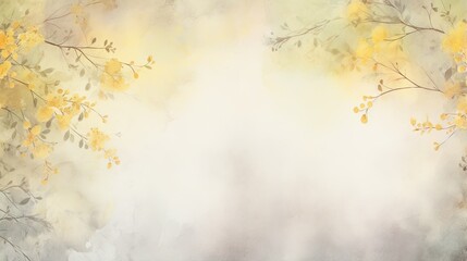  a painting of yellow flowers on a white background with a gray background.  generative ai