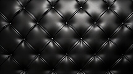  a close up of a black leather upholstered wall.  generative ai