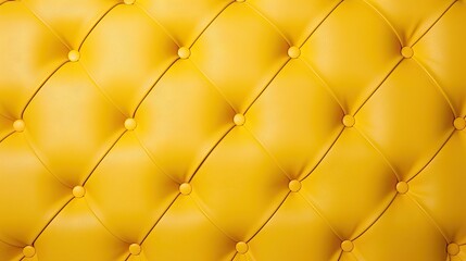  a close up of a yellow leather upholstered chair.  generative ai