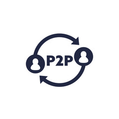 p2p icon on white, peer-to-peer