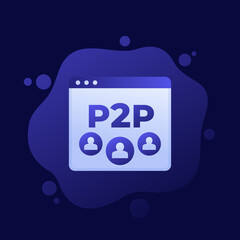 p2p icon, peer-to-peer decentralized system vector design