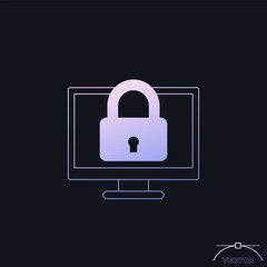 TV and lock vector icon