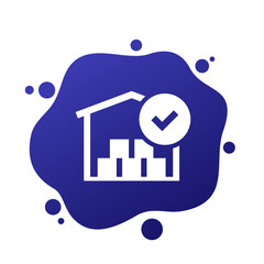 Warehouse, full inventory icon, vector