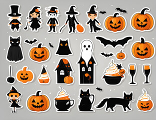 set of halloween elements