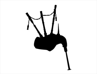 Bagpipe silhouette vector art white background