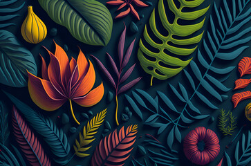 "Tropical Tapestry: Lush and Vibrant Abstraction"