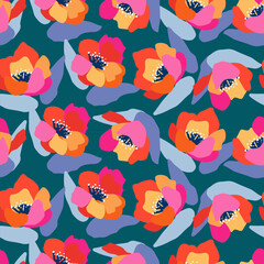Exotic Hand drawn flowers, seamless patterns with floral for fabric, textiles, clothing, wrapping paper, cover, banner, wall art, backgrounds. vector illustration.