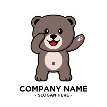 Bear Flat Mascot Logo Vector Illustrator 1