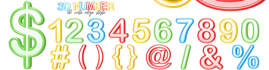 Obraz premium 3D colorful number border style