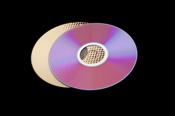 cd compact disc on dark black background