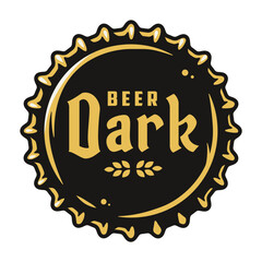 Beer cap vector art for brew emblem or craft beer logo. Label or print with metal cork for bar or brewery shop. Vintage old retro design for pub