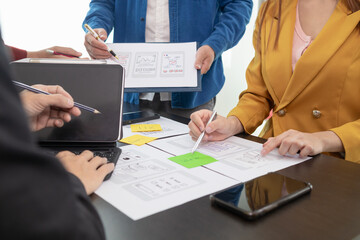 team of UI UX web designer are working together to develop mobile responsive websites with UI UX front end designer previews, UI UX web development ideas, front end designer. application development