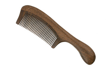  brown wooden hair comb, isolate on white background