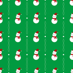 Seamless pattern Christmas snow man symbol in green background for design, print, textile, paper wrap