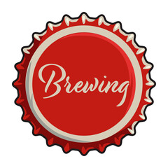 Beer cap vector art for brew emblem or craft beer logo. Label or print with metal cork for bar or brewery shop. Vintage old retro design for pub