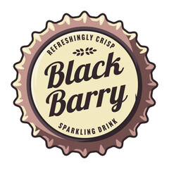 Beer cap vector art for brew emblem or craft beer logo. Label or print with metal cork for bar or brewery shop. Vintage old retro design for pub