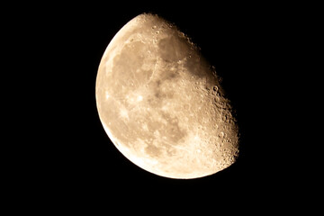 Detailed image of three quarter moon showing craters