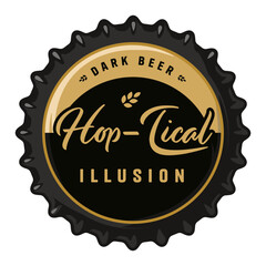 Beer cap vector art or metal cork for bar, pub or brewery shop . Vintage old retro design for brew emblem or craft beer logo