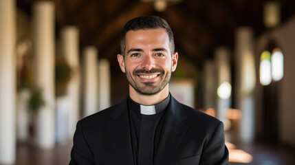 Obraz premium Portrait of a male priest in a church