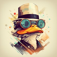 Vintage duck illustration. generative AI.