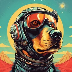 Futurist Dog illustration. Generative AI.