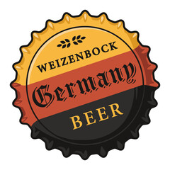 Beer cap vector art or metal cork for bar, pub or brewery shop . Vintage old retro design for brew emblem or craft beer logo