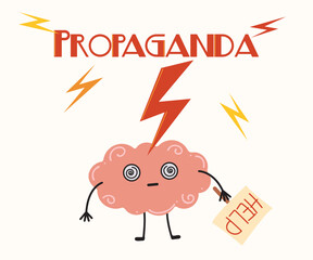 Cartoon character brain under the influence of propaganda