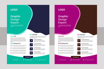 Business Flyer Layout with Colorful Accents. Corporate creative colorful business flyer template design , abstract business flyer, vector template design or business poster template in A4 size.