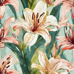 Oil painting, abstraction lily. Generative AI.